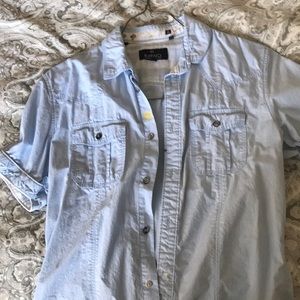 Buffalo blue button up short sleeve collaredshirt